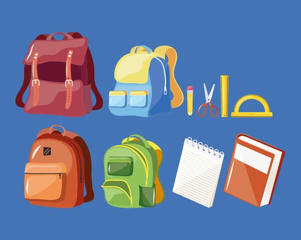 Ten school supplies icons — Stock Vector