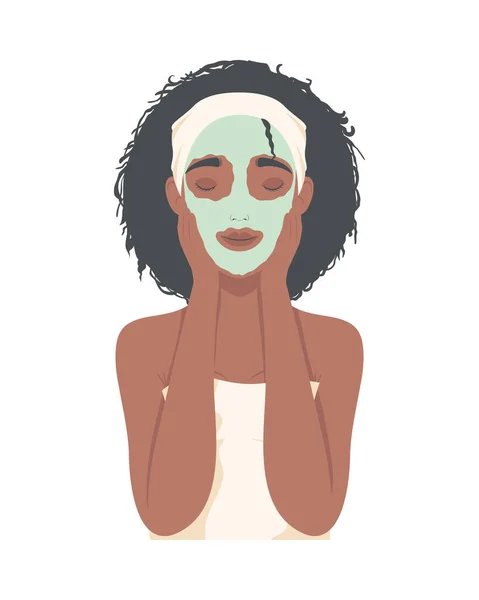 Afro женщина в маске — стоковый вектор