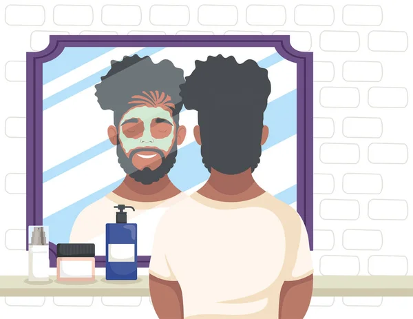 Afro Mann im Badezimmer — Stockvektor
