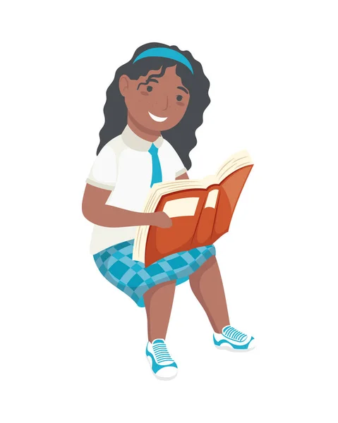 Afro-Schulmädchen lesen Buch — Stockvektor