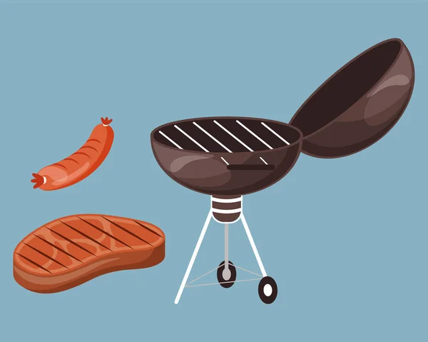 Tres iconos de fiesta de barbacoa — Vector de stock