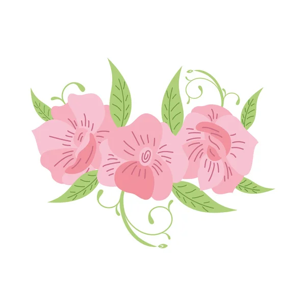 핑크 장미와 나뭇잎 — 스톡 벡터