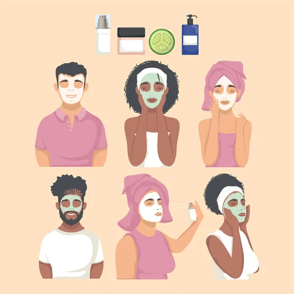 Ten skin care treatment icons — Stockvektor