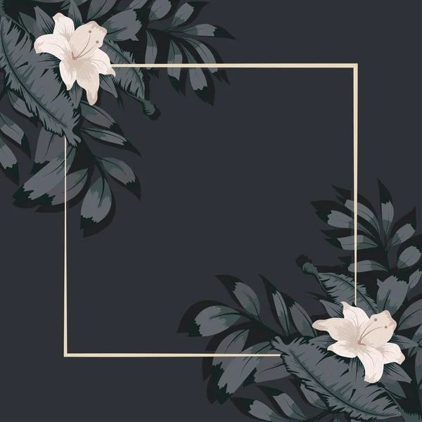 Quadro quadrado floral elegante — Vetor de Stock