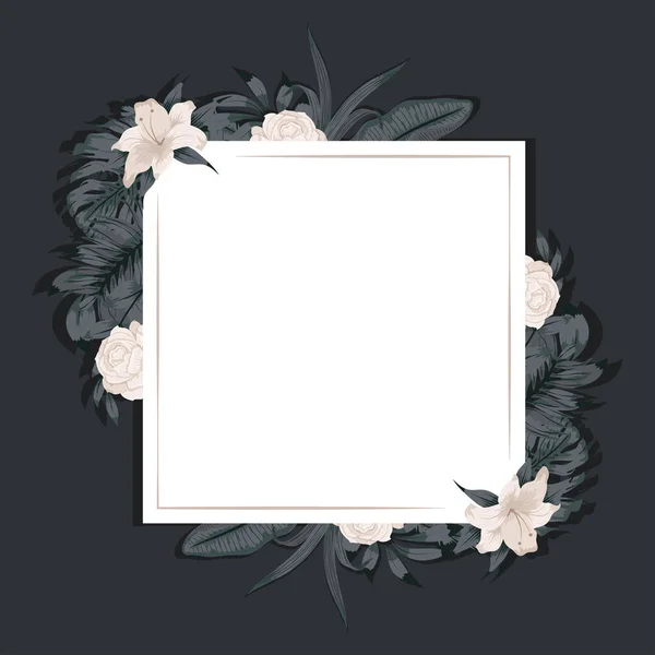 Flowers and leafs frame — Stockvektor