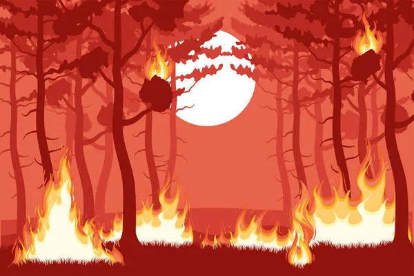 Scena di incendio foresta — Vettoriale Stock