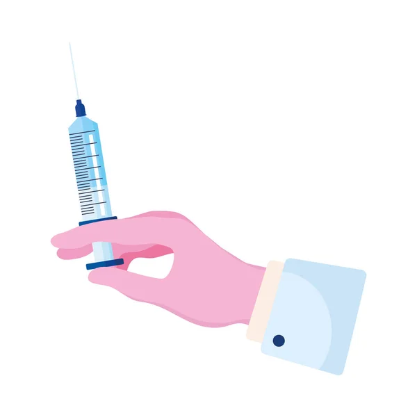 Mano del médico con la vacuna — Archivo Imágenes Vectoriales