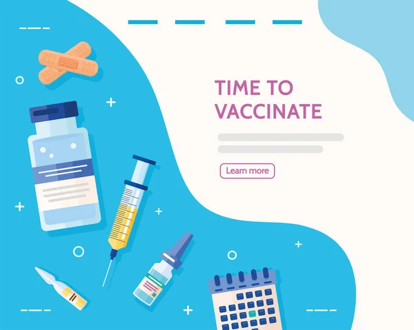 Time to vaccinate postcard — Vector de stock