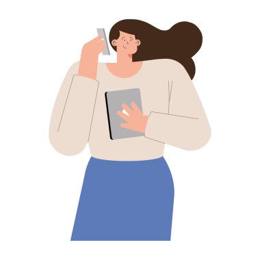 woman with tablet and smartphone