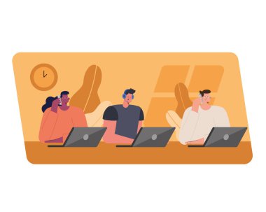 three call center workers scene