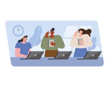 call center workers scene