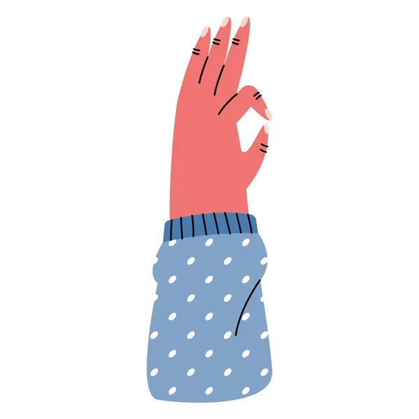 Hand with blue sleve — Vetor de Stock