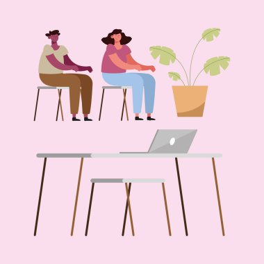 couple with work icons