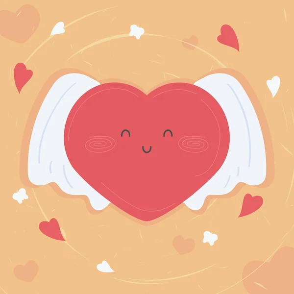 Heart flying kawaii character — Vetor de Stock