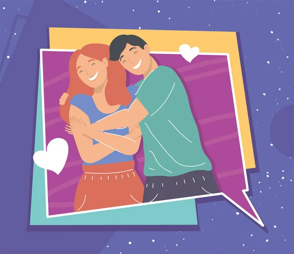 Lovers couple in bubble — Stockvector