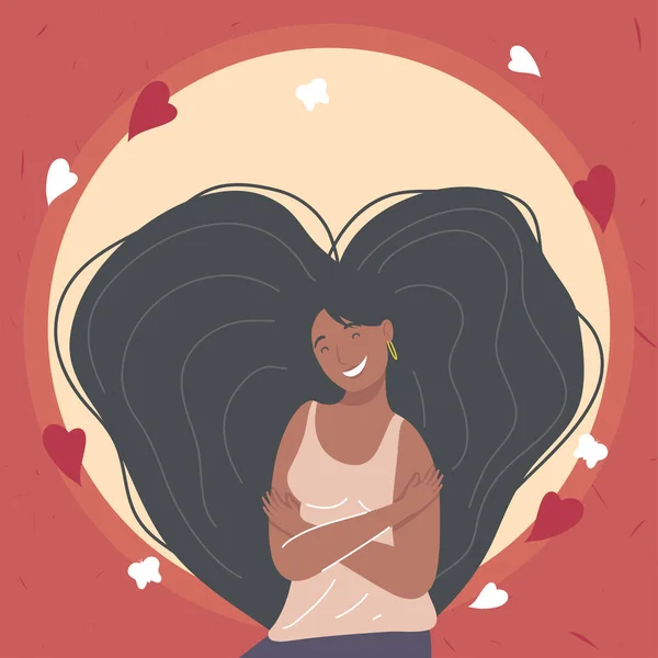 Afro woman long hair — Stockový vektor