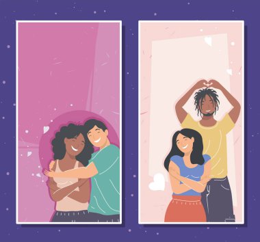 lovers couple in cards