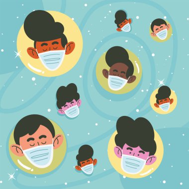 diversity men wearing facemasks