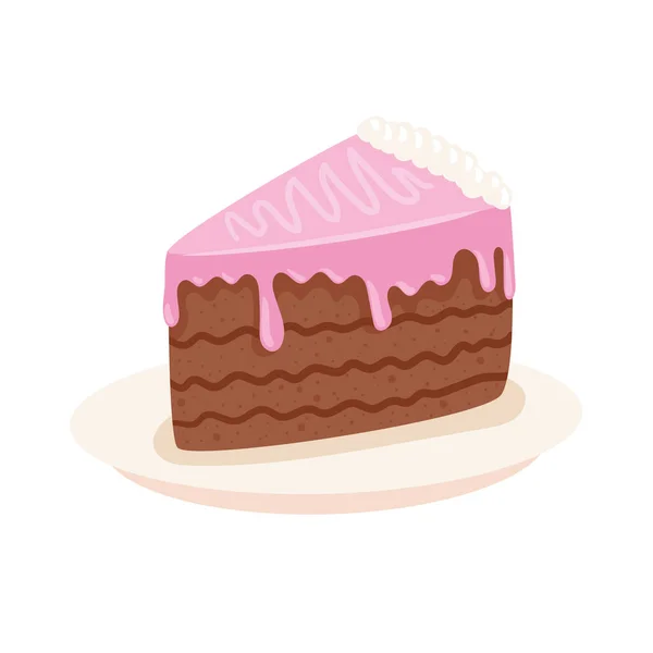 Fatia de bolo de aniversário — Vetor de Stock