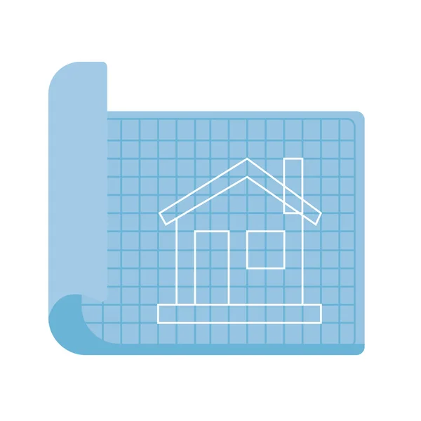 Blueprint paper house — Stockvector