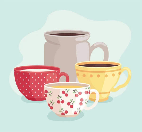 Cute cups of ceramic — Stockový vektor