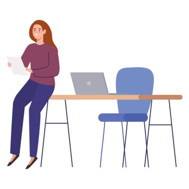 girl in workplace scene