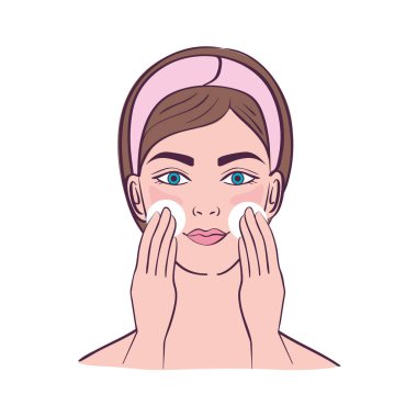 Kız onun yüzüne temizlik