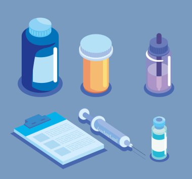 six medicine isometric icons