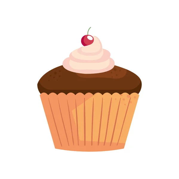 Sweet cupcake with cherry — Stock Vector