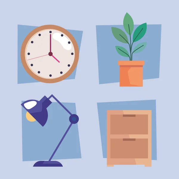 Four office furniture icons — Stock vektor