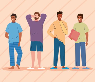 four male sleepwear models