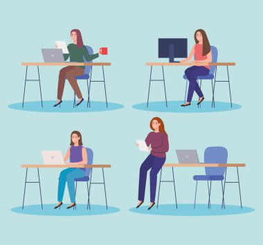 young girls in workplace