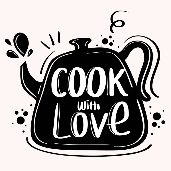 Cook with love label — Stockvector