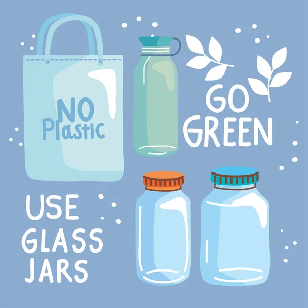 Four go green icons — 스톡 벡터