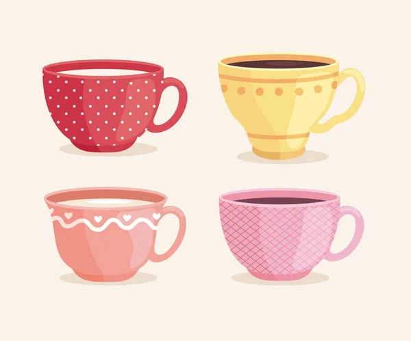 Ceramic cups with decoration — Image vectorielle