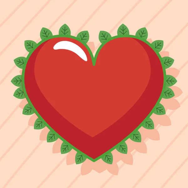 Heart with leafs around — Stockvector