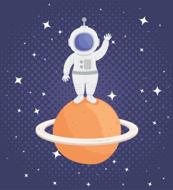 astronaut in saturn planet