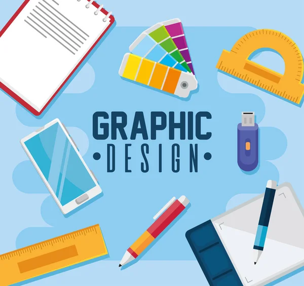 Graphic design supplies around — стоковый вектор