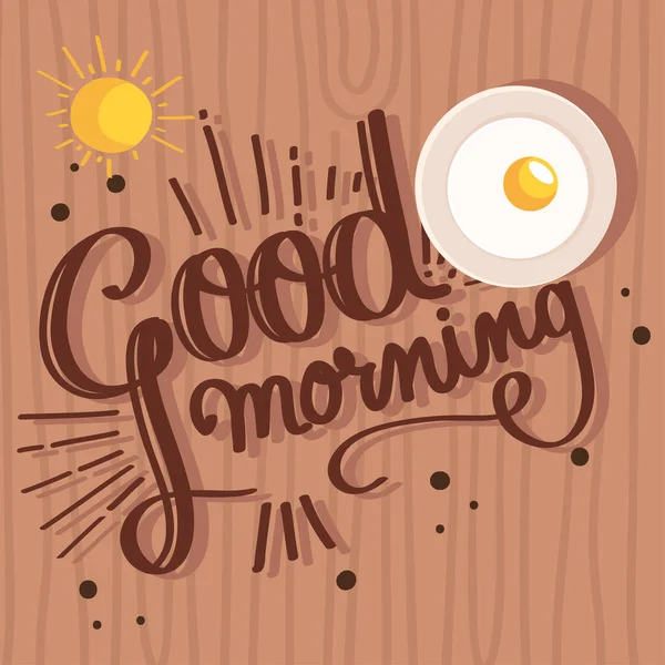 Good morning with egg fried — Vetor de Stock