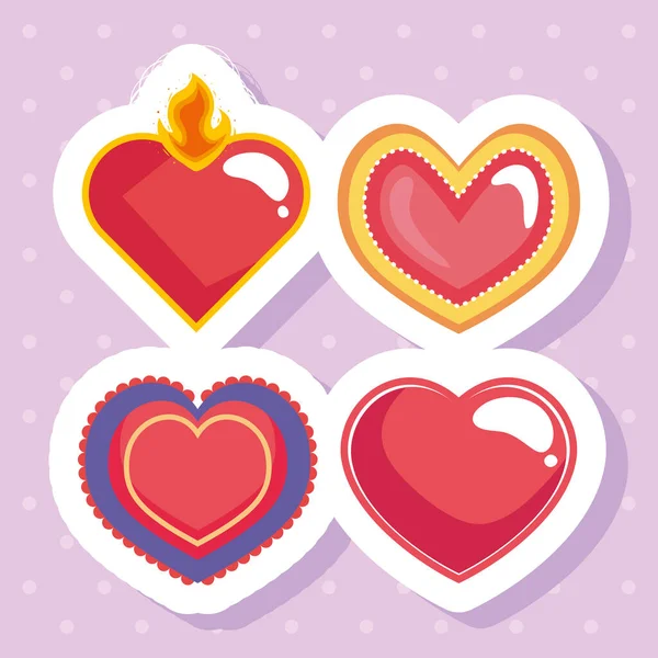 Love hearts four icons — Stockový vektor