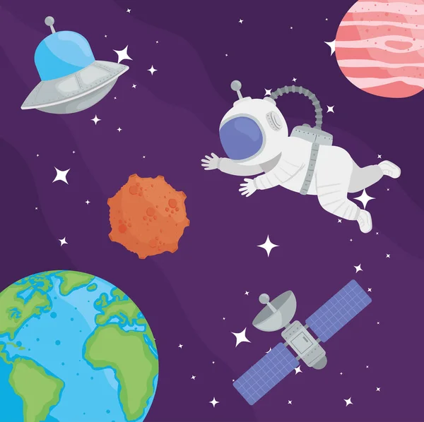 Astronaute dans l'univers — Image vectorielle
