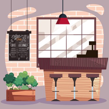 coffee shop with houseplant