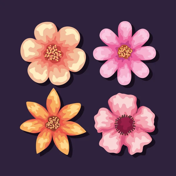 Cuatro flores de acuarela — Vector de stock