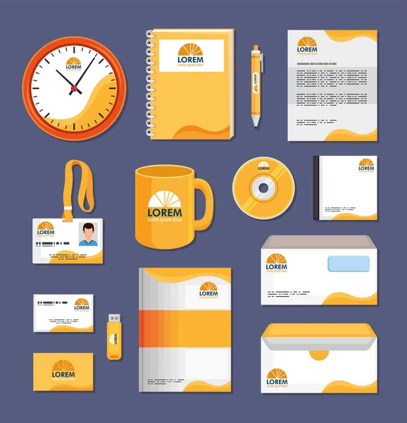 Mockup of stationery icons — Stock Vector