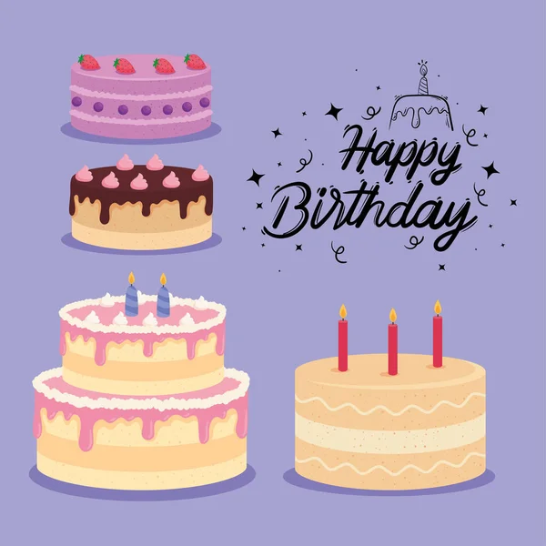 Pasteles de cumpleaños feliz — Archivo Imágenes Vectoriales