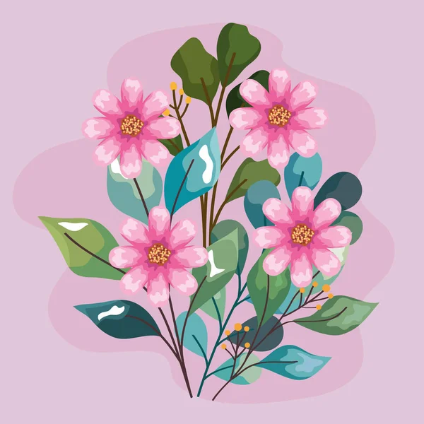 Watercolor pink flowers garden — стоковый вектор