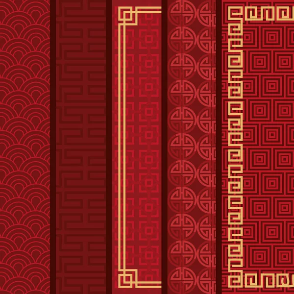Five chinese style backgrounds — Stock Vector