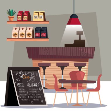 coffee shop with chalkboard