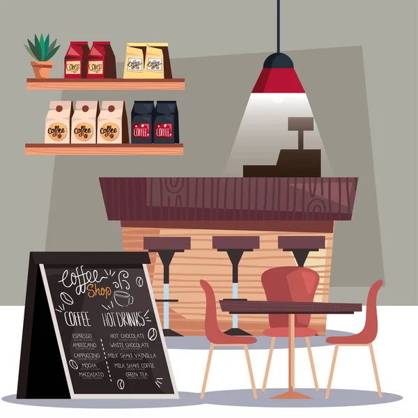 Coffee shop with chalkboard — Stockvektor