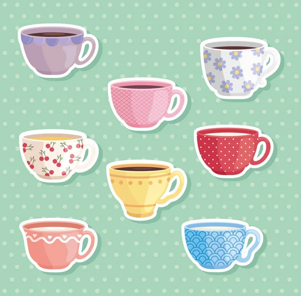 Cute ceramic cups — Stok Vektör